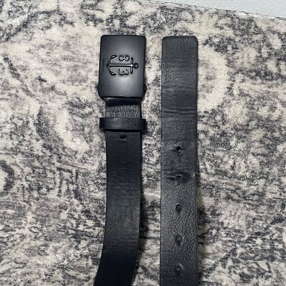 NAUTICA VOYAGE  83 Anchor LEATHER  BELT  in Black Size 34-36 - Picture 3 of 6